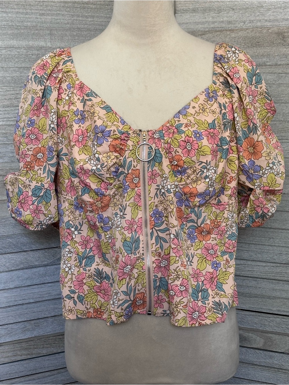 NWT Milk & Honey 70’s Retro Vibe Pastel Peach,/Pink/Blue Floral HoopZip 2X Plus
